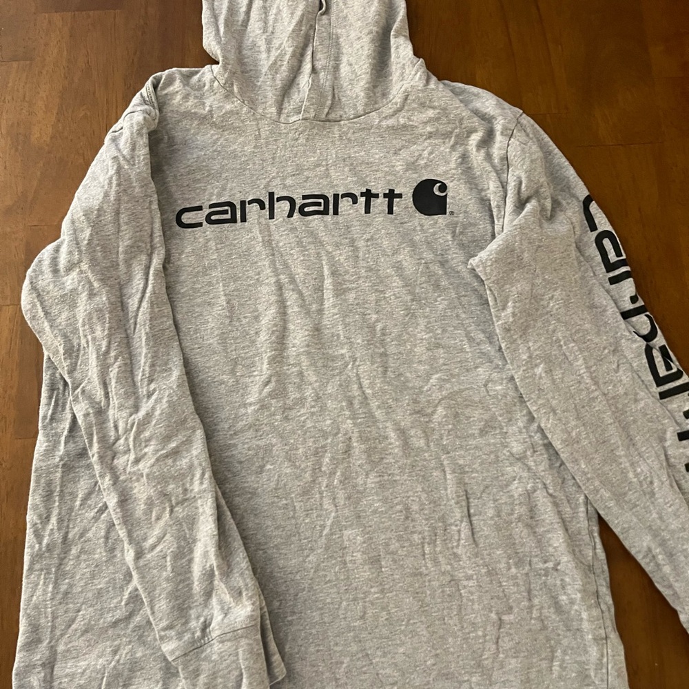 Carhartt Light Gray Hooded Shirt Boys 10-12